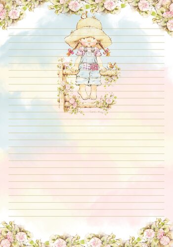 Papel de carta cultura vintage com linhas pautadas Sarah Kay