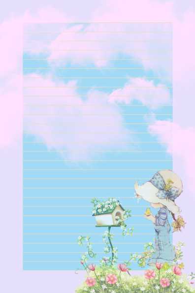 Conjunto 02 papéis de carta Sarah Kay lindo céu