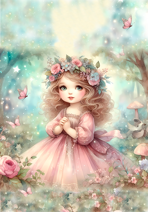 Coleção Meninas na floresta encantada - 3 papéis de carta EXCLUSIVOS