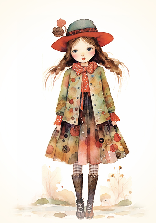 Coleção Watercolor Girls - 08 papéis de carta