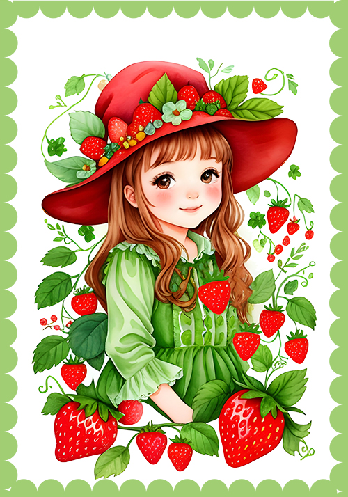 Coleção Bonecas de Morango - 08 papéis de carta lindos, fofos e exclusivos