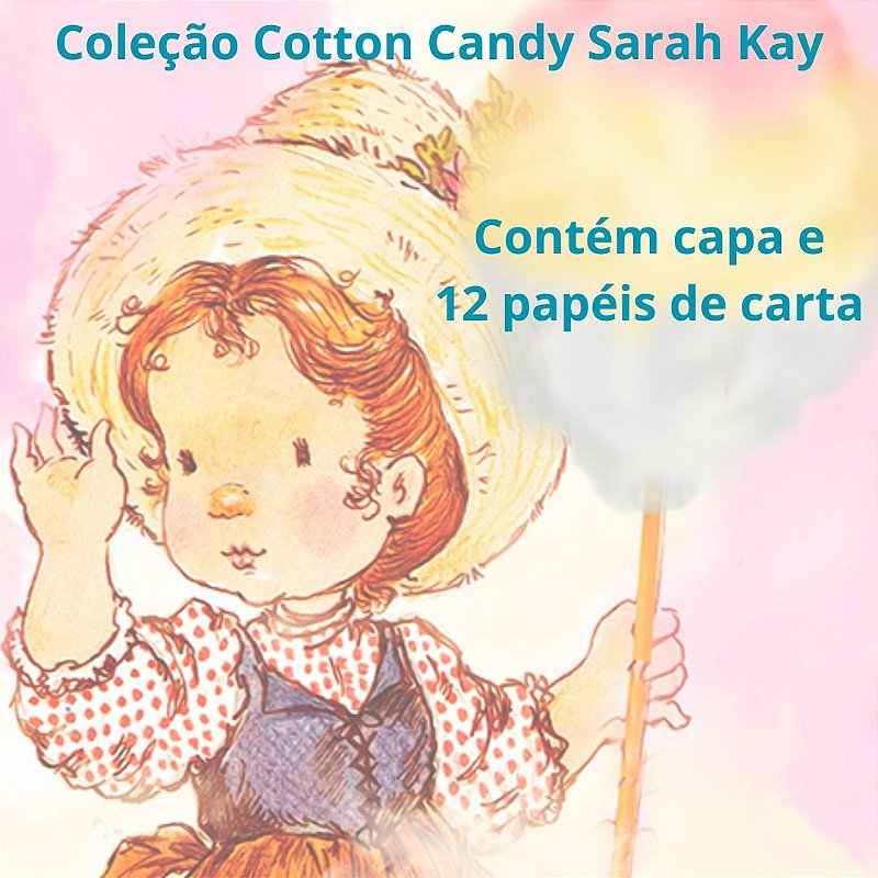 Coleção Cotton Candy Sarah Kay - contém capa e 12 papéis de carta