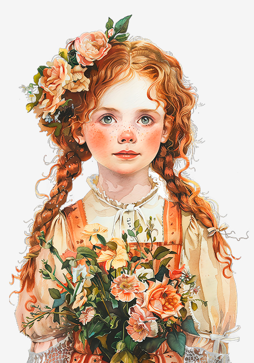 Conjunto 02 papéis de carta Menina vintage watercolor