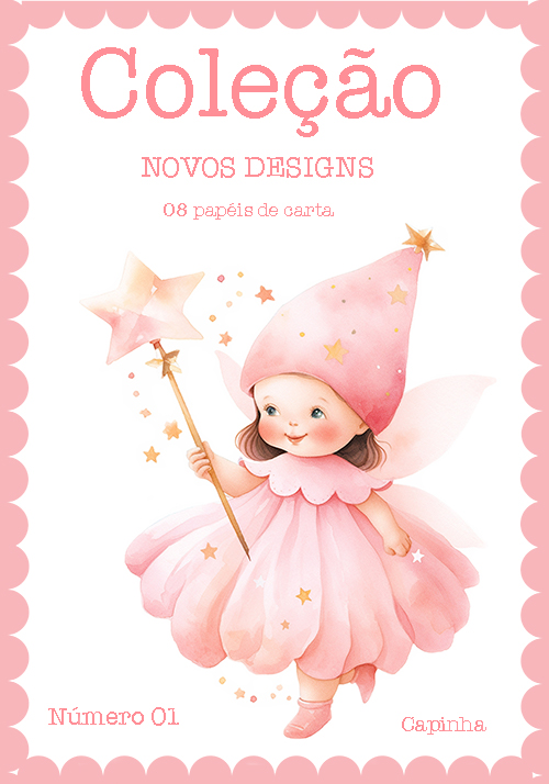 Coleção Número 01 - NOVOS DESIGNS - capinha e 08 papéis de carta