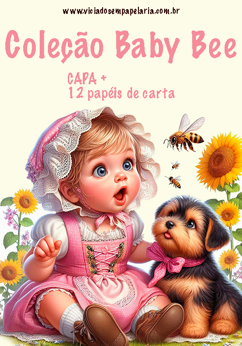 Coleção Baby Bee - 12 papéis de carta