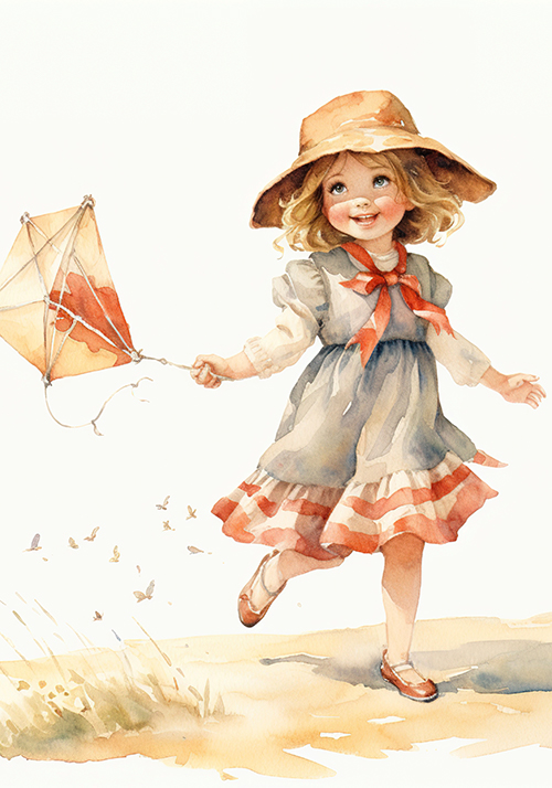 Coleção Aquarela de Bonecas - 08 papéis de carta