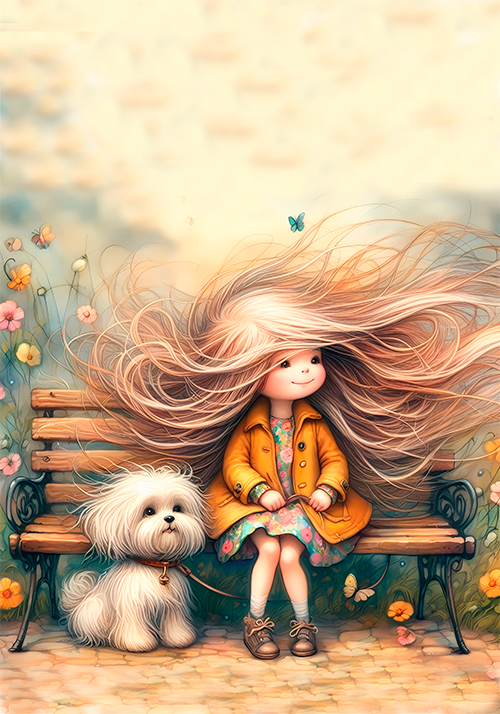 Coleção Menina do Cabelo de Nuvem - 04 papéis de carta