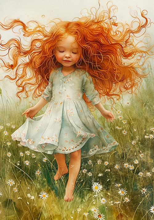 Conjunto Menina e Margaridas - 02 papéis de carta