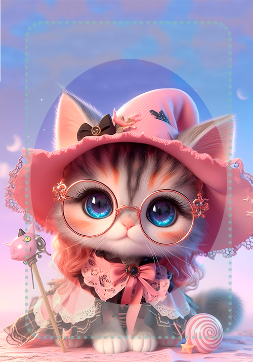 Conjunto Gata Mágica - 02 papéis de carta