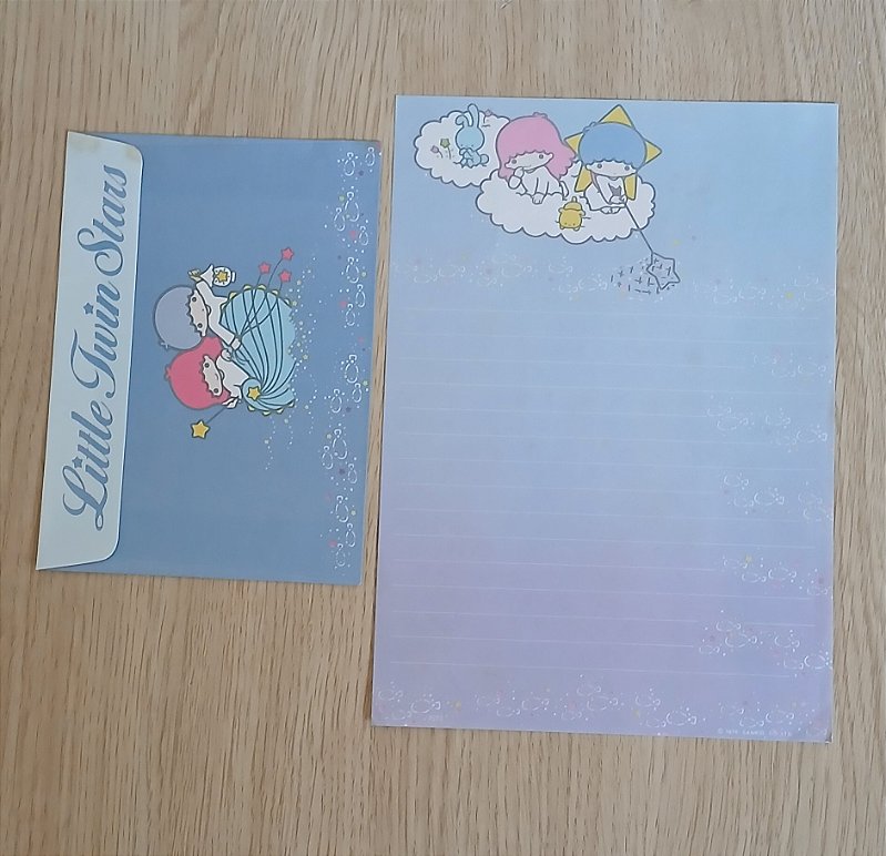 Conjunto Sanrio 1976 - papel de carta e envelope