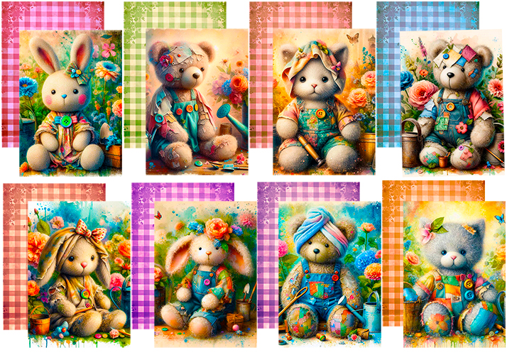 COLEÇÃO PEDAÇO DE FOFURA - São 16 papéis de carta distribuidos em 8 conjuntos e mais 8 envelopes coloridos. Um para cada conjunto.