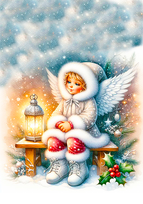 COLEÇÃO ANJINHOS DE NATAL - 4 PAPÉIS DE CARTA