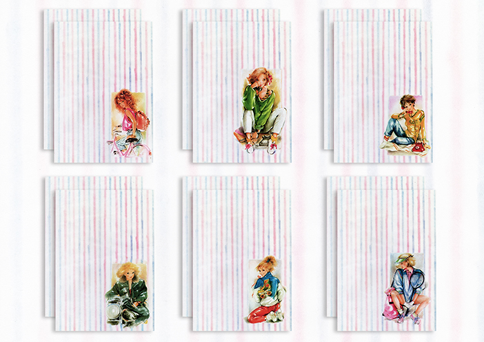 COLEÇÃO KARINA - 06 CONJUNTOS DE 02 PAPÉIS - TOTAL DE 12 PAPÉIS DE CARTA - FOTOS ABAIXO