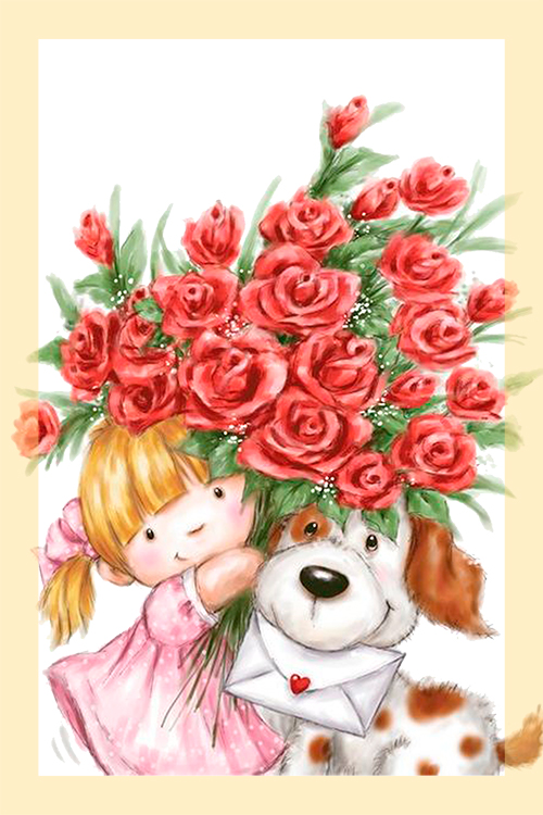 Papel de carta menina e pet