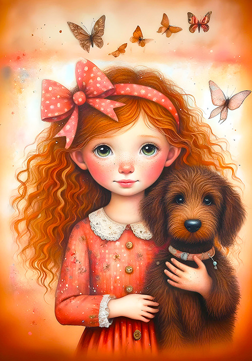 Conjunto menina e pet - 02 papéis de carta