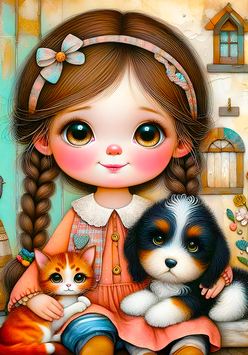 Papel de carta menina e pet