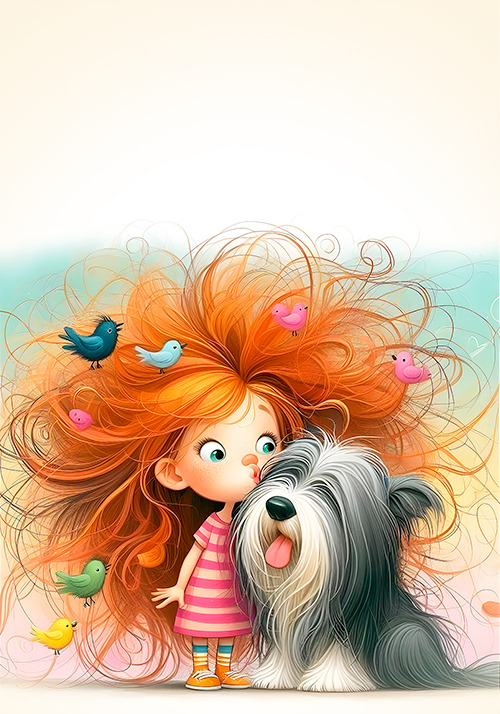 Papel de carta menina e pet