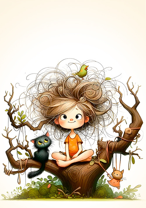 Papel de carta menina na arvore