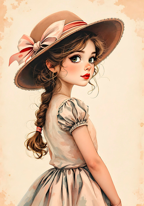 Papel de carta art big boneca vintage - original