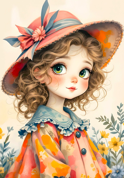 Papel de carta art big boneca vintage - original