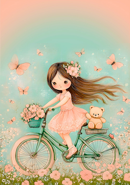 Papel de carta menina bicicleta