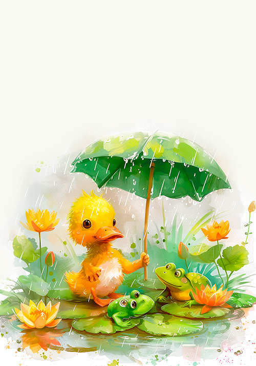 Papel de carta bichinhos na chuva