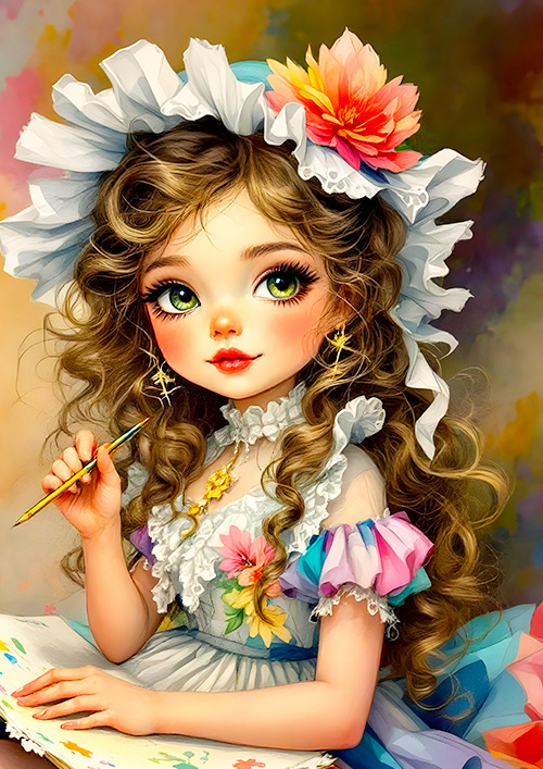 Papel de carta vívido boneca de porcelana art big