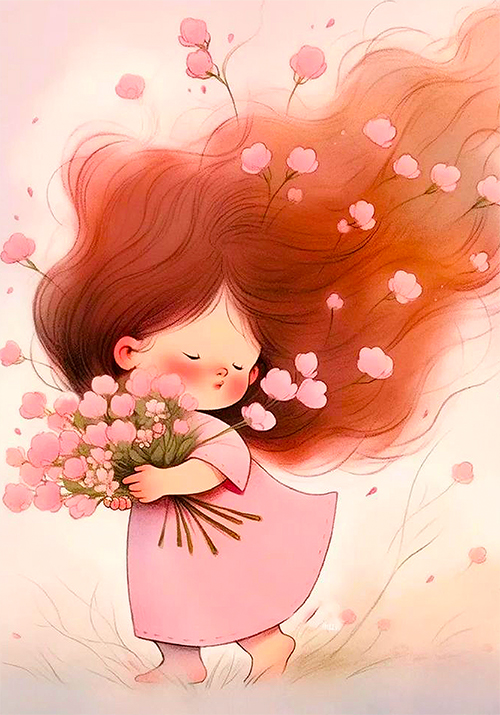 PAPEL DE CARTA MENINA RUIVA E ROSAS