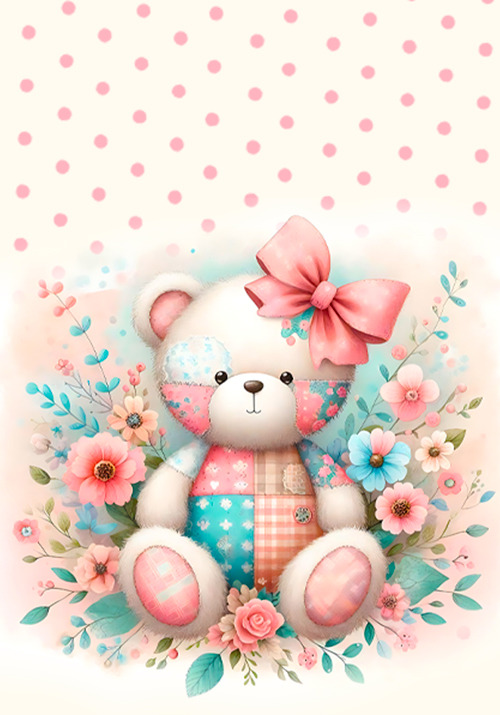 Papel de carta ursinha e flores