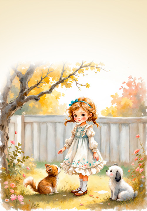 Conjunto meninas no quintal originais -  3 papéis de carta