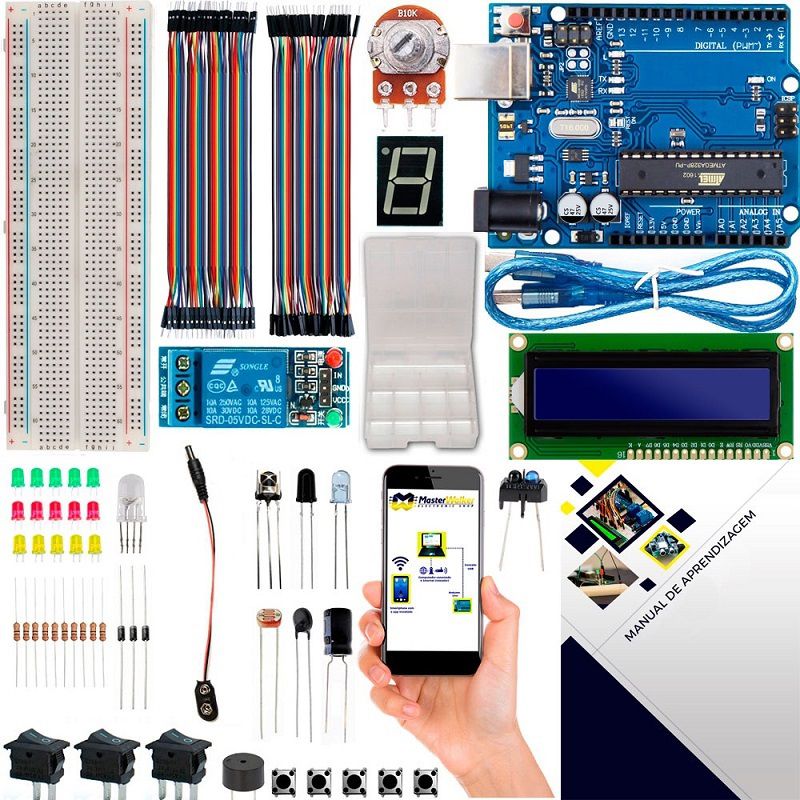 Kit Iniciante Automação LCD com Brinde e Manual para Arduino Uno R3 -  MasterWalker Shop - Componentes Eletrônicos, Módulos, Sensores para Arduino,  ESP8266, Raspberry, Robótica