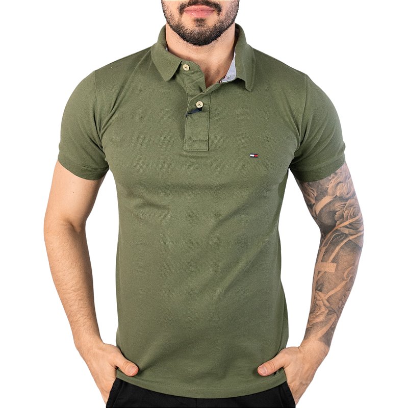 Camisa Polo Tommy Jeans Preta Listra - Outlet360