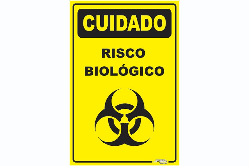 Placa Cuidado Risco Biológico - Afonso Sinalizações