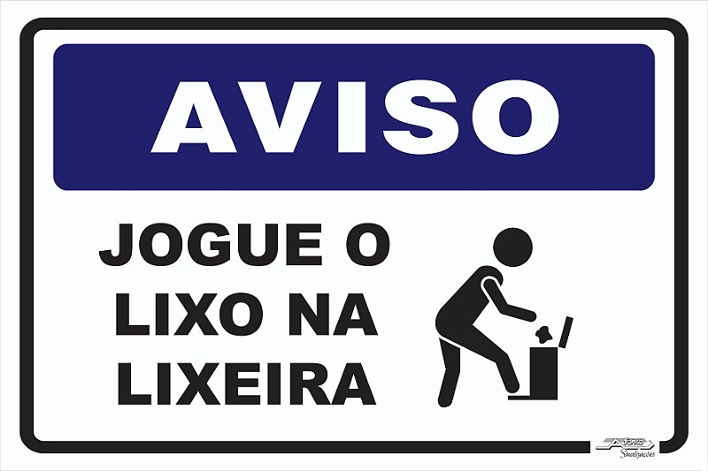 Placa Aviso Não Jogue Lixo no Chão - Afonso Adesivos