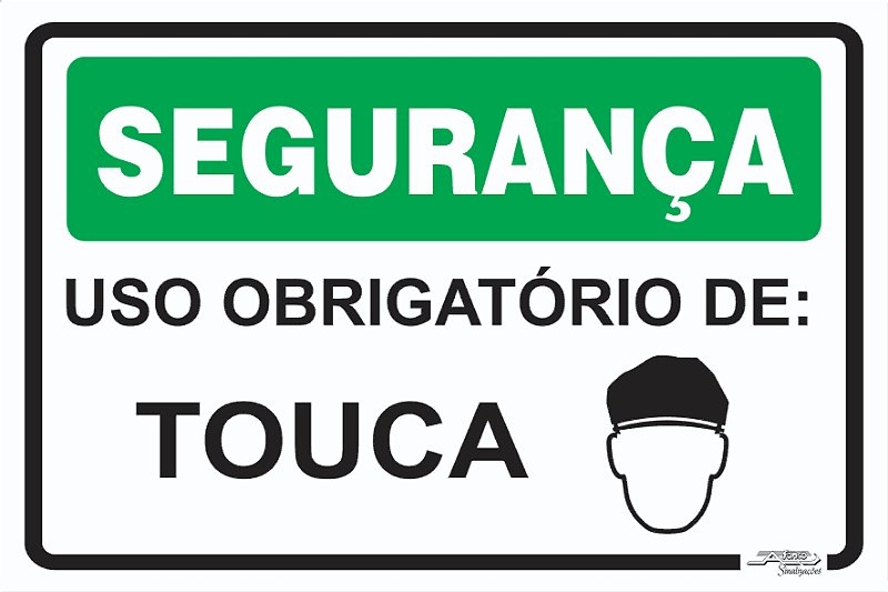 Placa Segurança Uso Obrigatório De: Touca - Afonso Adesivos