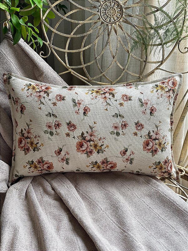 Capa almofada linho 30x50cm persponto estampa P Ana 5525  ( Não acompanha enchimento )