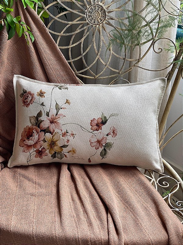 Capa almofada linho 30x50cm persponto estampa G Ana 5538  ( Não acompanha enchimento )