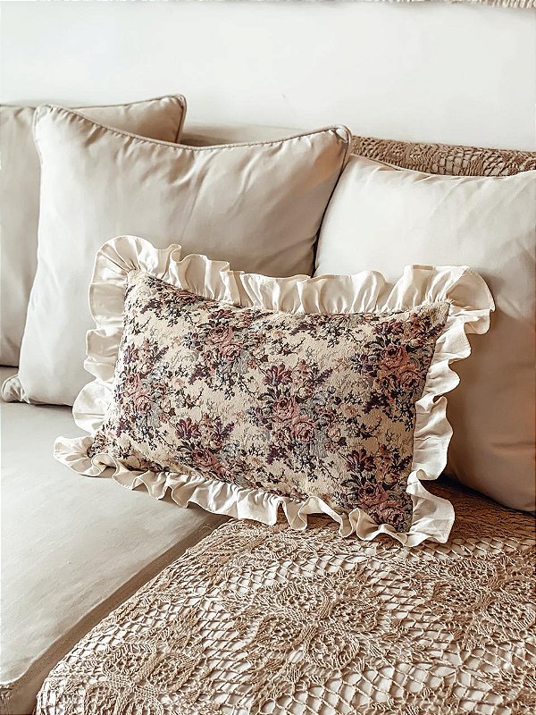 Capa almofada Gobelin Babados 30 x 50 cm