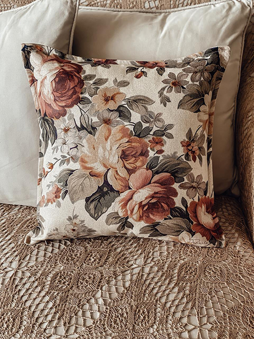 Capa almofada linho 45x45cm persponto estampa Clair 5438  ( Não acompanha enchimento )