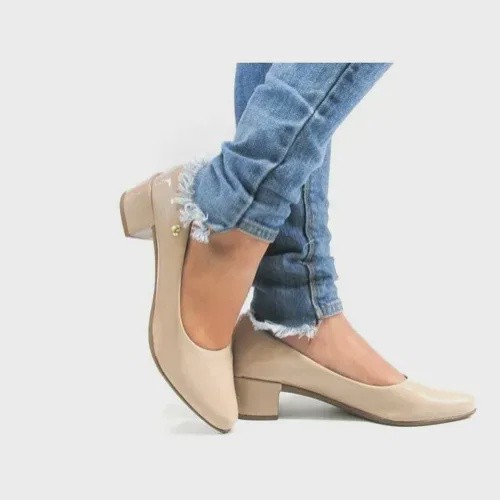 Sapato Scarpin Salto Quadrado Baixo Saltinho Médio Confortável - Anatalia  Regina