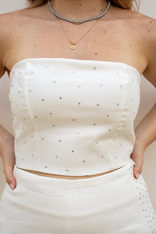 Corset Branco com Strass