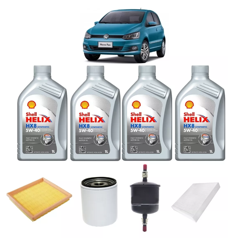 Troca oleo e filtros Fox Msi 1.6 16v 2015 2017 Hx8 5w40 - Peças