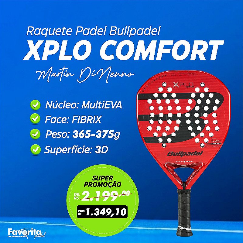 Raquete Padel Bullpadel XPLO Comfort 2025 Fibrix - Martin Di Nenno