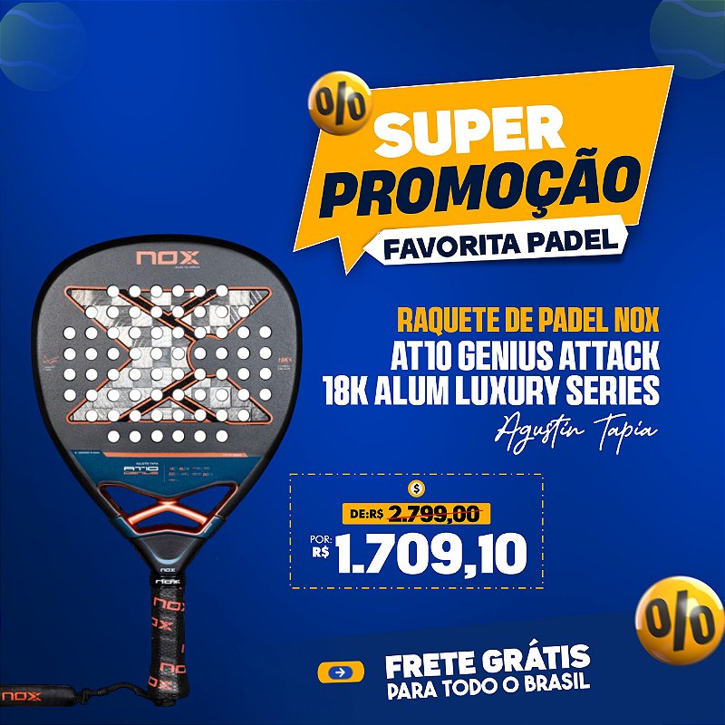Raquete de Padel AT10 GENIUS ATTACK 18K Alum 2025 | NOX - by
