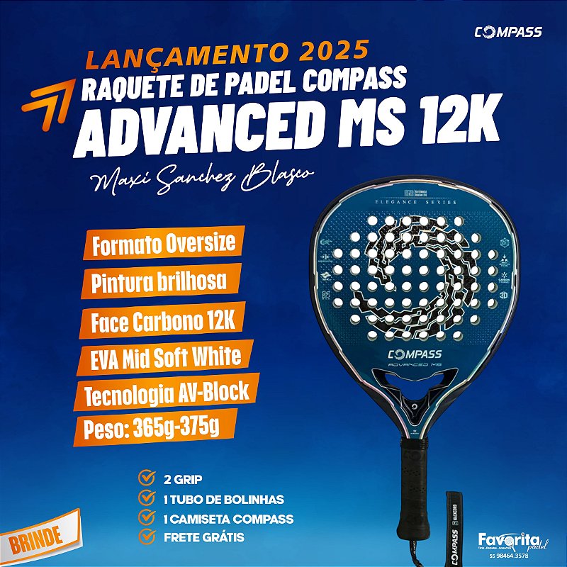 Raquete de Padel Compass Advanced MS 12k 2025 - Maxi Sanchez