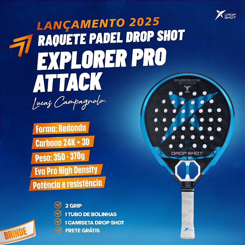 WorldChampionshipDecks2004⭐︎AeoPaquette Raquete de padel DROP SHOT EXPLORER PRO ATTACK - Lucas Campagnolo