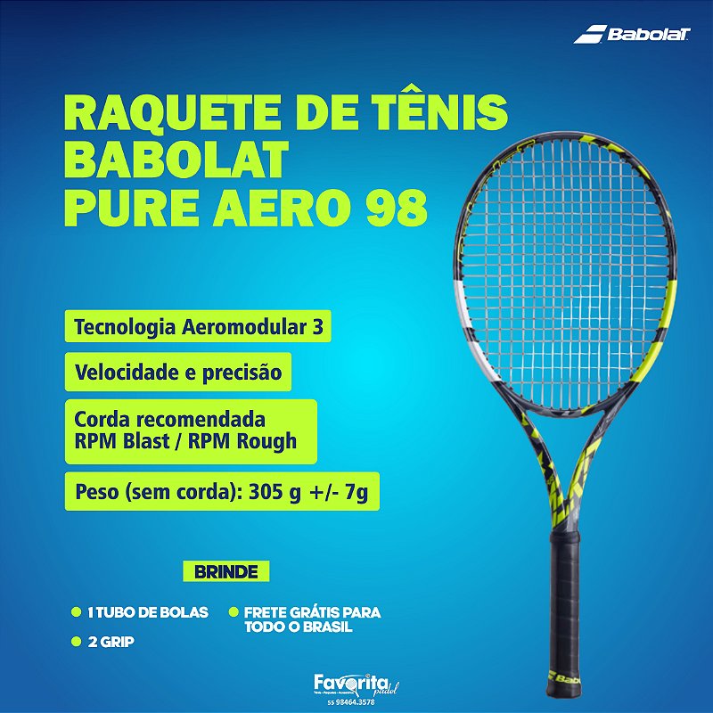 Raquete de tênis Babolat Pure Aero 98 - sem cordões - Favorita Padel