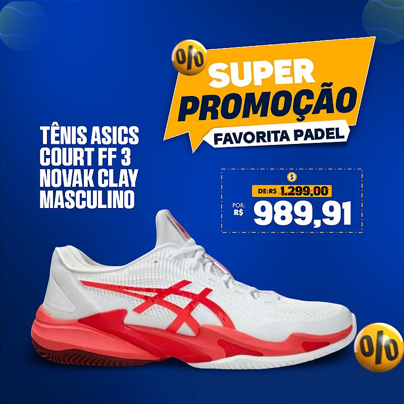 Tênis ASICS Court FF 3 Novak Clay – Masculino - Favorita Padel