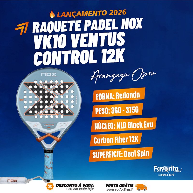 Raquete de Padel Nox VK10 Ventus Control 12K - Aranzazu Osoro