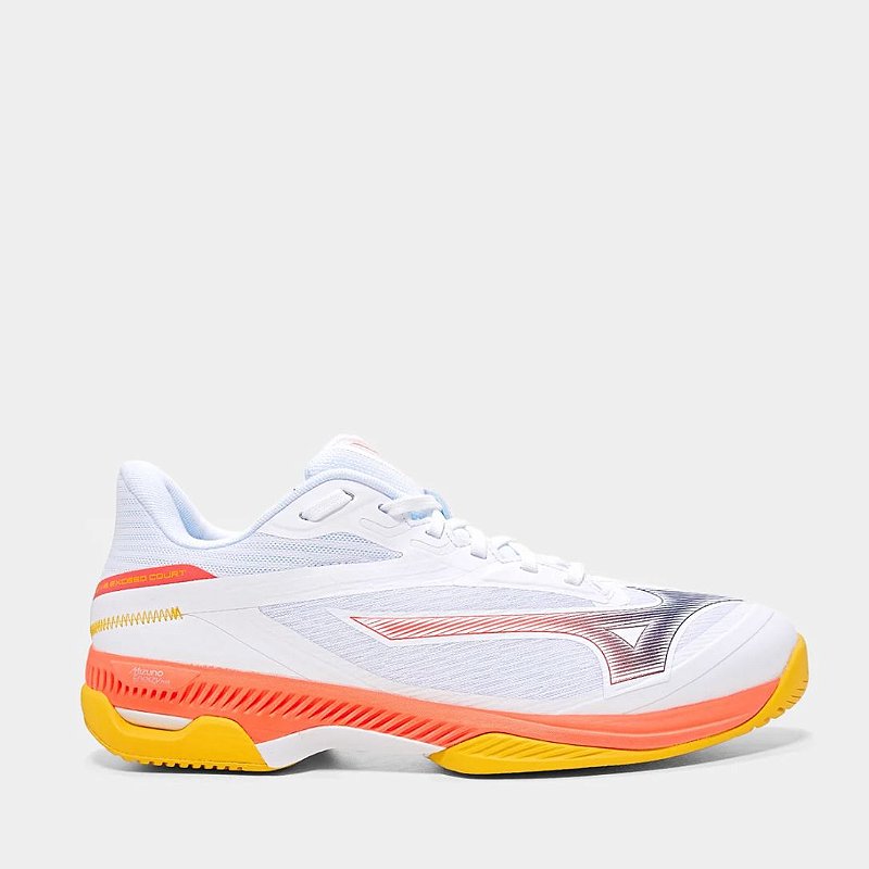 Tênis Mizuno Wave Exceed Court AC Masculino - Branco+Laranja